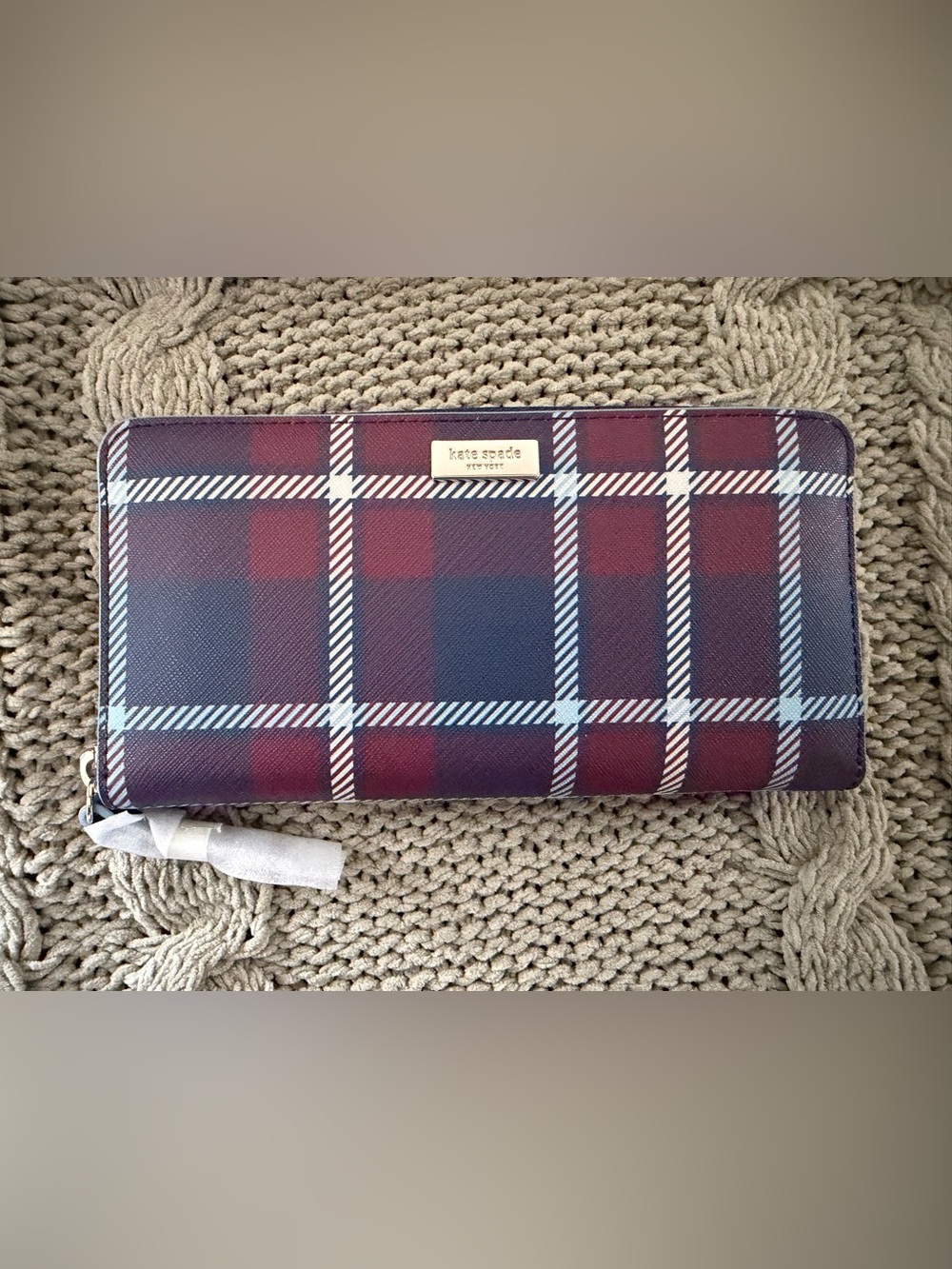 NWT Kate Spade Laurel Way Travel Plaid Neda Wallet